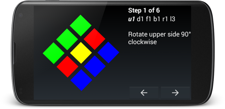 Instruction step for solving showing animated illustration.